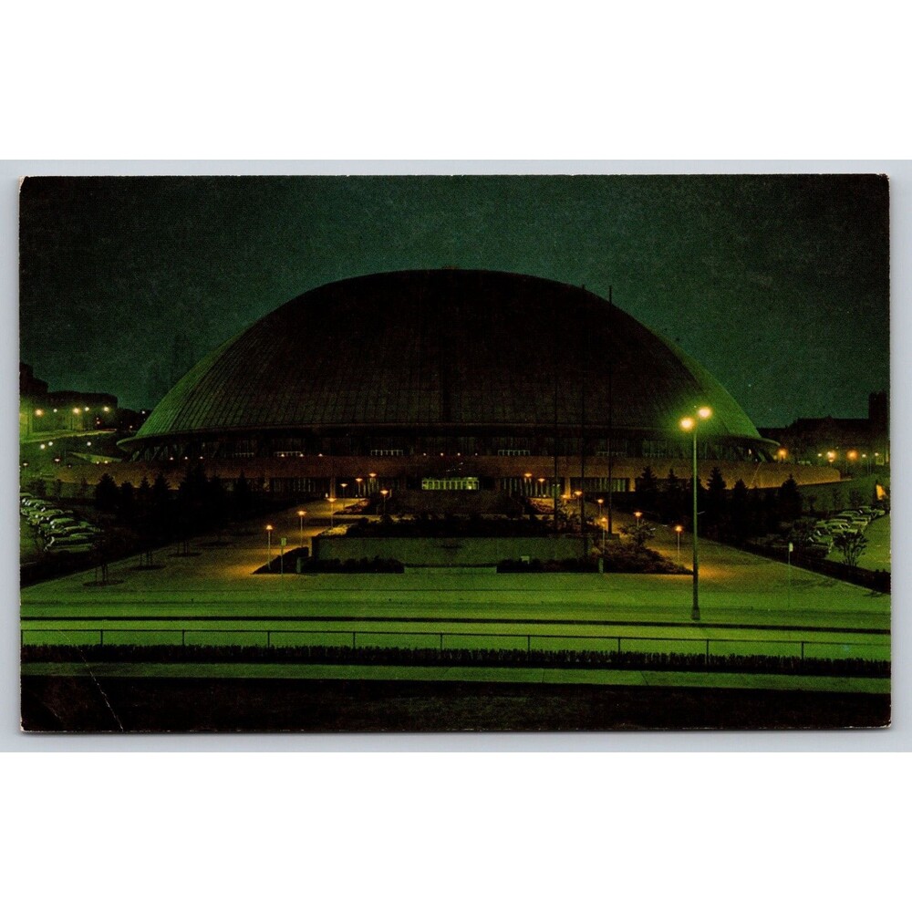 Postcard Pennsylvania Pittsburgh Civic Arena at Night PA c1960s Unposted Vintage